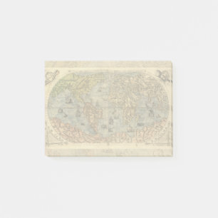 Bloco Post-it 1565 Mapa Antigo do Mundo de Forlani Cartografia V