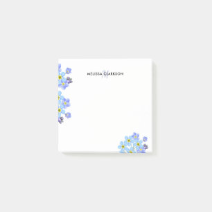 Bloco Post-it A aguarela floral esquece-me não nome do monogram