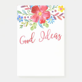 Bloco Post-it A aguarela floresce boas ideias