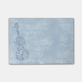 Bloco Post-it A lápis azul desenho do violino no efeito Textured