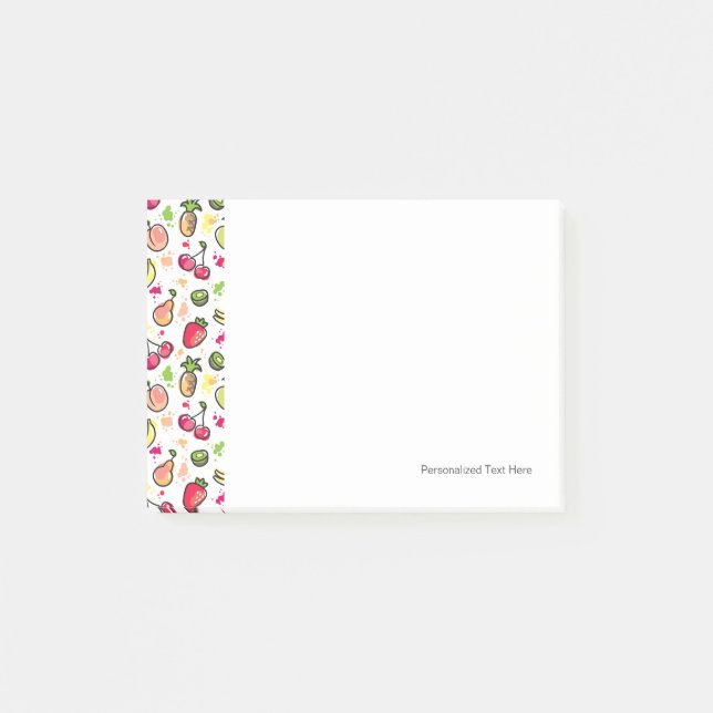 Bloco Post-it a mão tirada frutifica teste padrão (Frente)