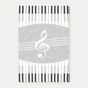 Bloco Post-it A música à moda nota chaves do Clef e do piano d