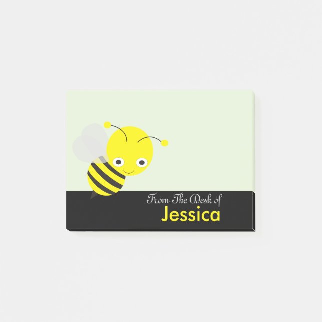 Bloco Post-it Abelha-Amarelo-Bonita Personalizada (Frente)