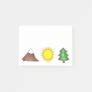 Bloco Post-it Acampamento de Árvore do Sol de Montanha Subindo P