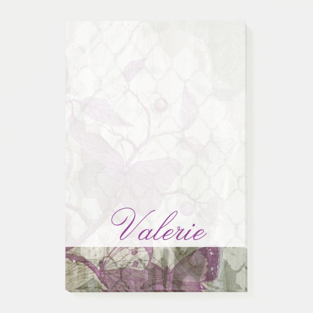 Bloco Post-it Adicionar Seu Nome| Borboletas árabes III (Frente)