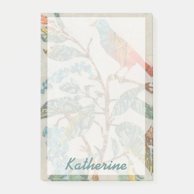 Bloco Post-it Adicionar Seu Nome| Colagem Aviária II (Frente)