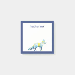 Bloco Post-it Adicionar Seu Nome  Geométrica Fox Animal