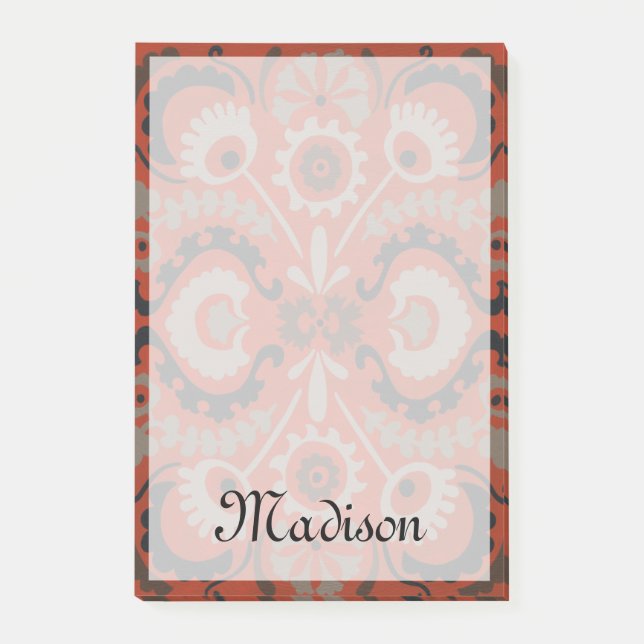 Bloco Post-it Adicione seu nome | Cinnabar Suzani I (Frente)