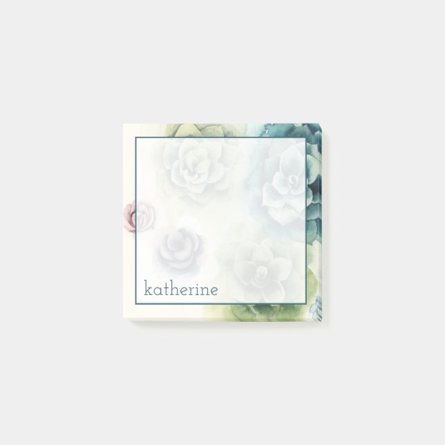 Bloco Post-it Adicione seu nome | Cluster de suculentos (Frente)