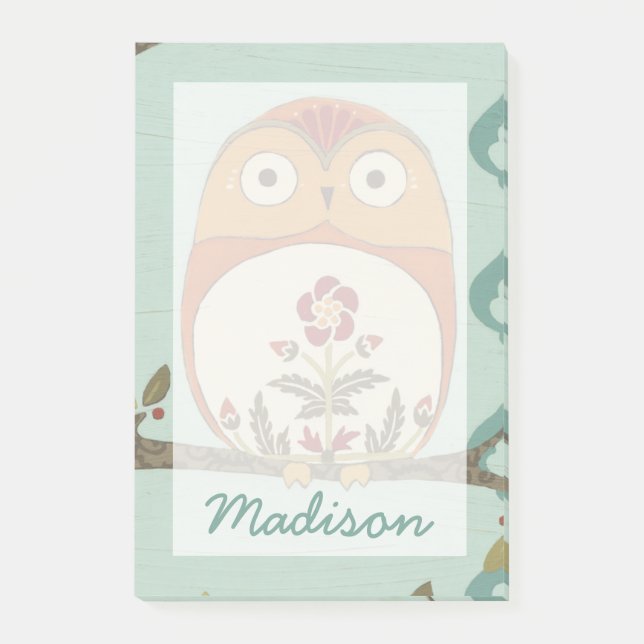 Bloco Post-it Adicione seu nome | Floresta Whimsy II (Frente)
