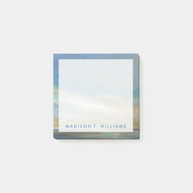 Bloco Post-it Adicione seu nome | Nuvens costeiras com oceano (Frente)