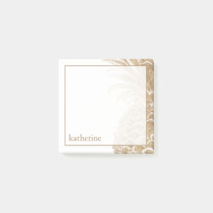 Bloco Post-it Adicione seu nome   Pinanás Tropical Dourada