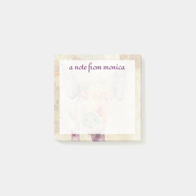 Bloco Post-it Adicione seu nome | Porco de colagem de Fazenda (Frente)