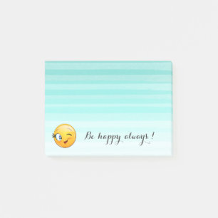 Bloco Post-it Adorável rosto de emoji piscando - seja feliz semp