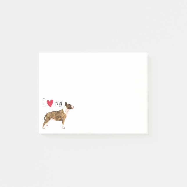 Bloco Post-it Adoro o meu Mini Bull Terrier (Frente)