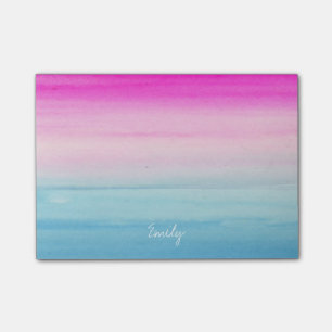 Bloco Post-it Aguarela cor-de-rosa e azul de Ombre personalizada