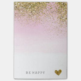 Bloco Post-it Aguarela Dourado do rosa do brilho do falso