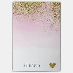Bloco Post-it Aguarela Dourado do rosa do brilho do falso