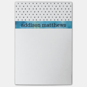 Bloco Post-it Aguarela preto e branco do azul das bolinhas