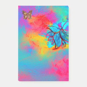 Bloco Post-it Amarelo azul cor-de-rosa LUNÁTICO da FLOR E da