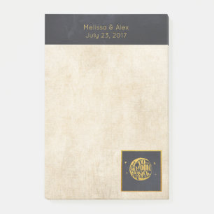 Bloco Post-it Amo-te à Lua e ao fundo Dourado e negro