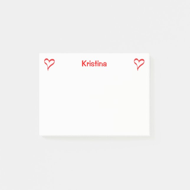Bloco Post-it Amor Vermelho E Branco Personalizado (Frente)