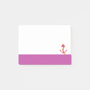 Bloco Post-it Âncora Náutica com Borda Rosa