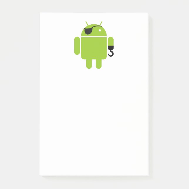 Bloco Post-it Android Robot Icon as a Pirate (Frente)