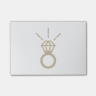 Bloco Post-it Anel de diamante Dourado