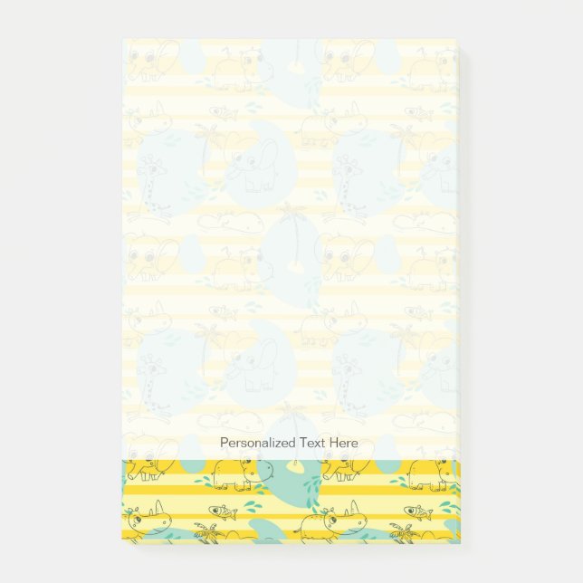 Bloco Post-it Animais fofos brincando com água 2 (Frente)