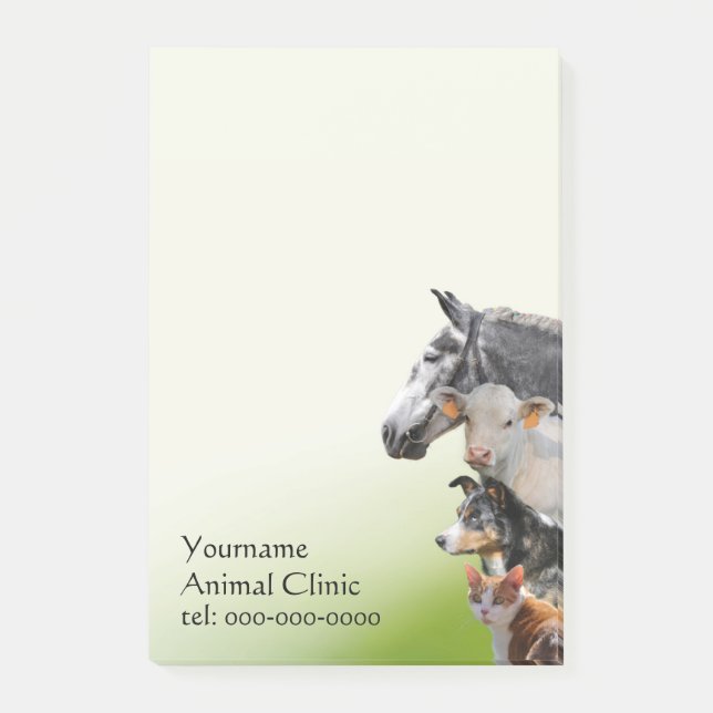 Bloco Post-it Animais misturados veterinários (Frente)