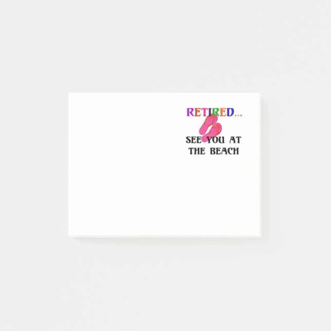 Bloco Post-it Aposentado - Até à Praia, Chinelos Rosa (Frente)