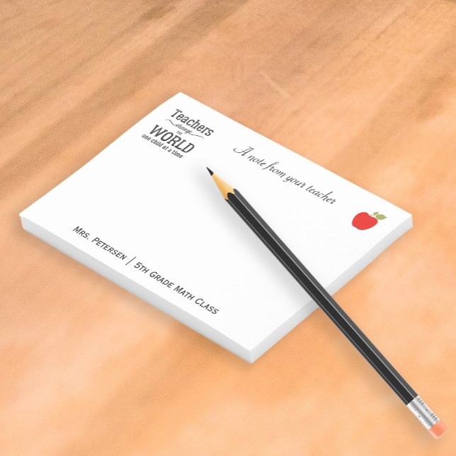 Bloco Post-it Apreciação do nome do professor de maça vermelha (Criador carregado)