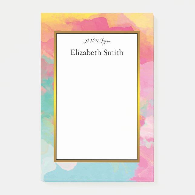 Bloco Post-it Aquarela Elegante Personalizada (Frente)