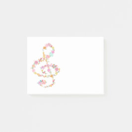 Bloco Post-it aquarela flores musicais clave
