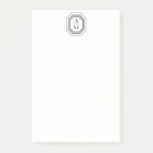 Bloco Post-it Arte Deco Monograma Empilhado Logotipo Preto/Branc
