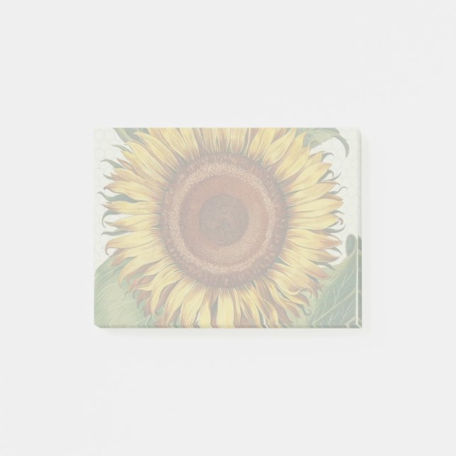 Bloco Post-it Arte Floral de Girassol Vintage Damask (Frente)