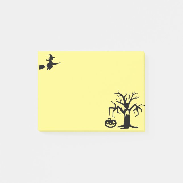 Bloco Post-it Árvore Assustadora, Bruxa e Abóbora (Frente)