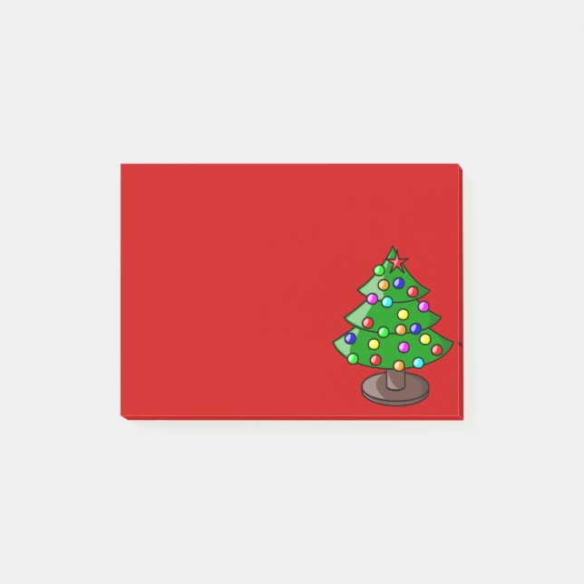 Bloco Post-it Árvore de Natal em Nota Adesiva Vermelha (Frente)