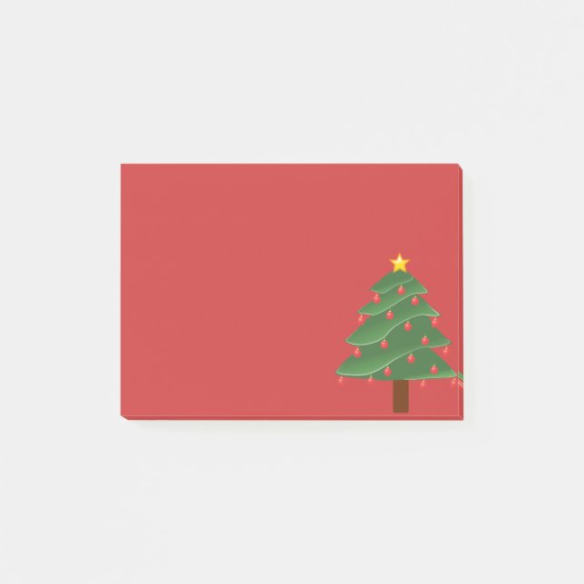 Bloco Post-it Árvore de Natal em Vermelho Posta Nota (Frente)