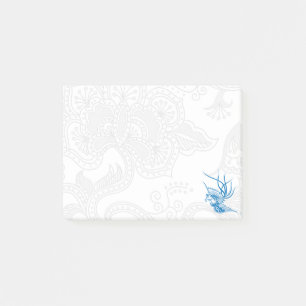 Bloco Post-it Azul Pássaro e Notas Florais