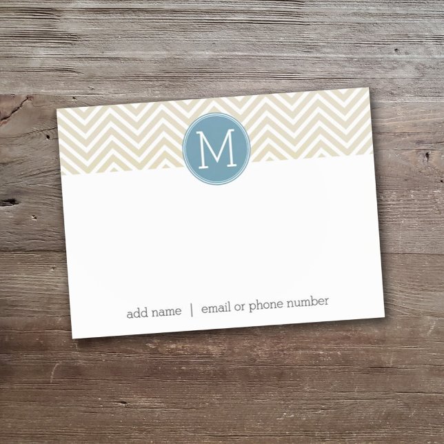 Bloco Post-it Azul Pastel e Monogramas Personalizados de Linho e (Criador carregado)