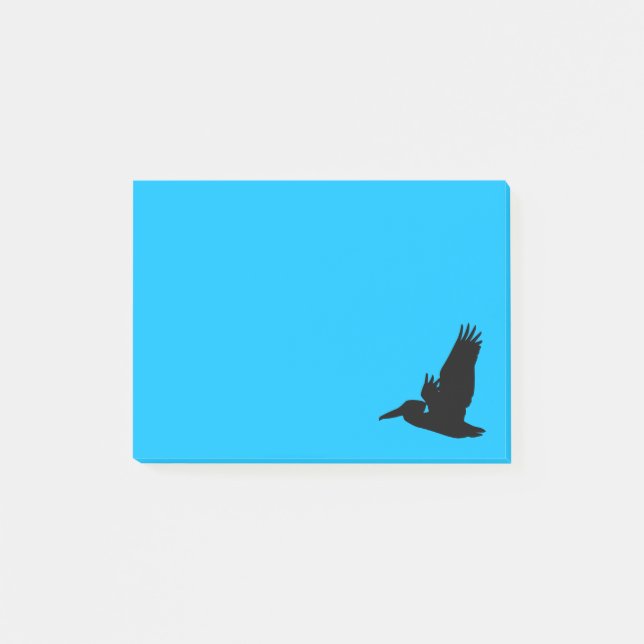 Bloco Post-it Azul Silhouette Sky Pelicano Voador (Frente)