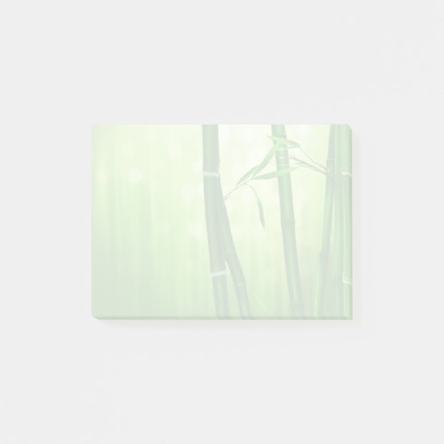 Bloco Post-it Bambu Verde Com Luzes De Boque Pálidas Nas Costas (Frente)