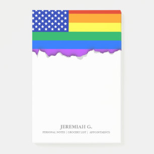 Bloco Post-it Bandeira americana do arco-íris de LGBT