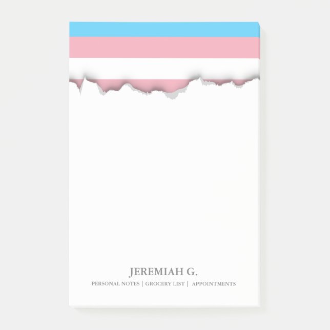 Bloco Post-it Bandeira do orgulho do Transgender (Frente)