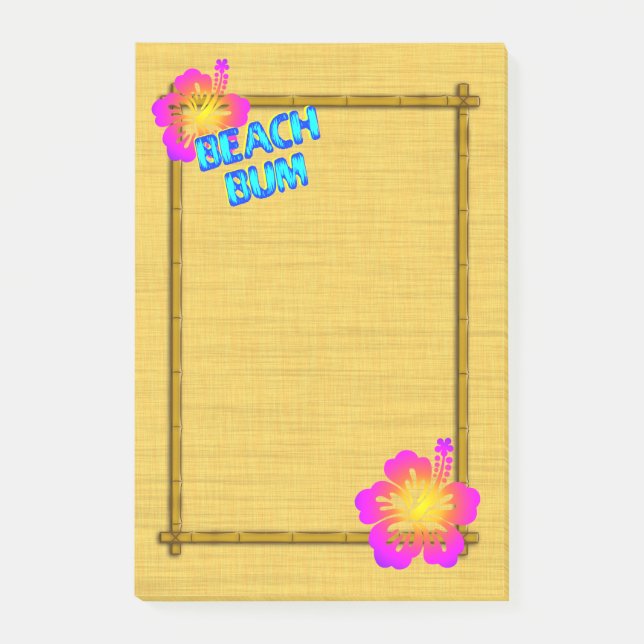 Bloco Post-it Beach Bum Hibiscus Flor Bamboo Arte Posta (Frente)