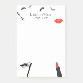 Bloco Post-it Beauty Biz Eyelashes Lábios Mascara Makeup Artista