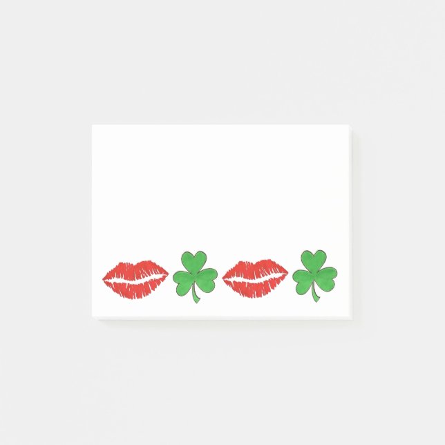 Bloco Post-it Beije-me Sou Lábios Vermelhos Irlandeses. (Frente)