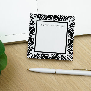 Bloco Post-it Beira marroquina preta & branca personalizado